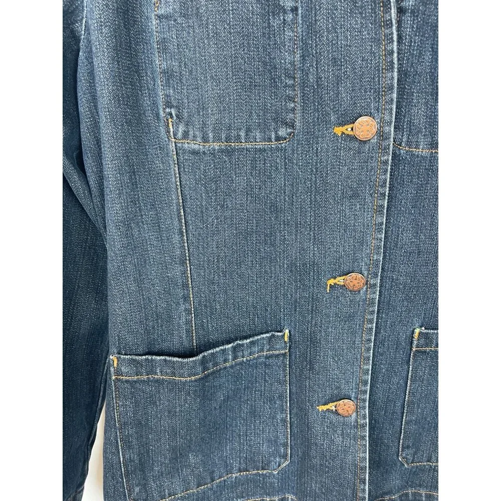RARE Vintage Oshkosh Dark Denim Chore Barn Coat 90's Utility Workwear LG - Picture 3 of 6